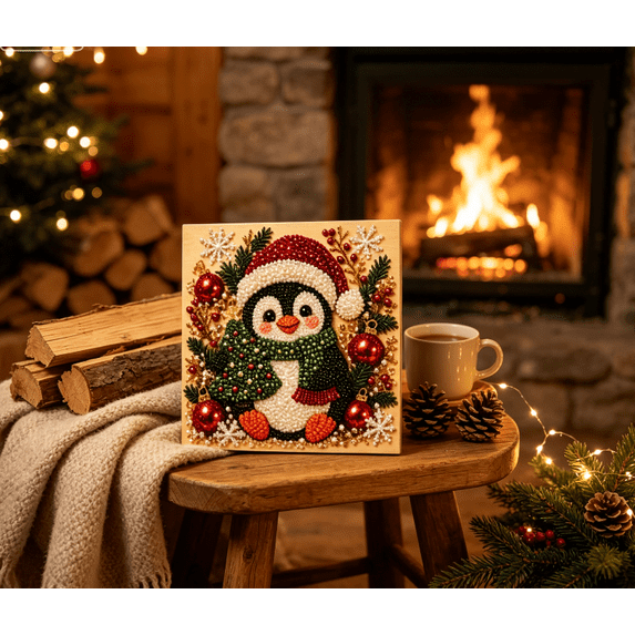 DIY Christmas Pearl Diamond Painting Art Kit, Xmas Gemstone Pearl Beads Craft, Christmas Diamond Painting Kit, Relaxing & Beginner-Friendly, for Tabletop Wall,Stocking