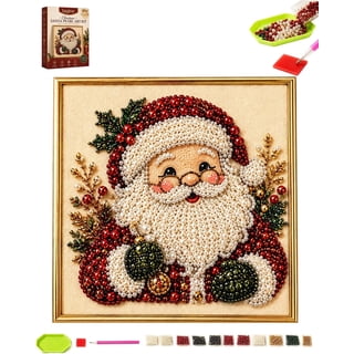 DIY Christmas Pearl Diamond Painting Art Kit with Frame, Diamond Painting Kits for Adults, Framed Gemstone Diamond Art Dots Painting Craft