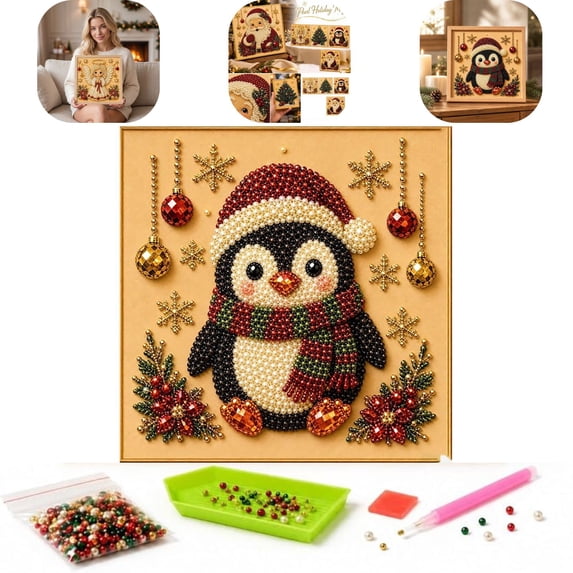 DIY Christmas Pearl Diamond Painting Art Kit with Frame Home Wall Decor Art Craft Kit Holiday Christmas Wall Decor Handmade Home Decoration Gift,B