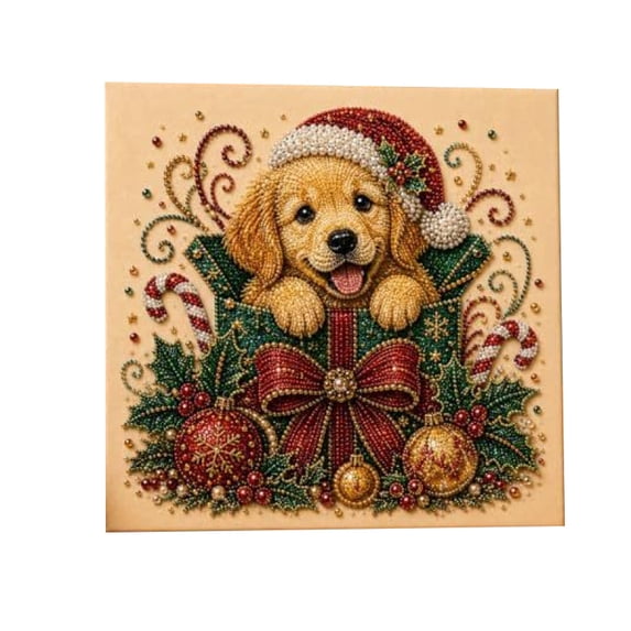 DIY Christmas Pearl Diamond Painting Kit 7.9 x 7.9 Inch Full Drill Dog ...