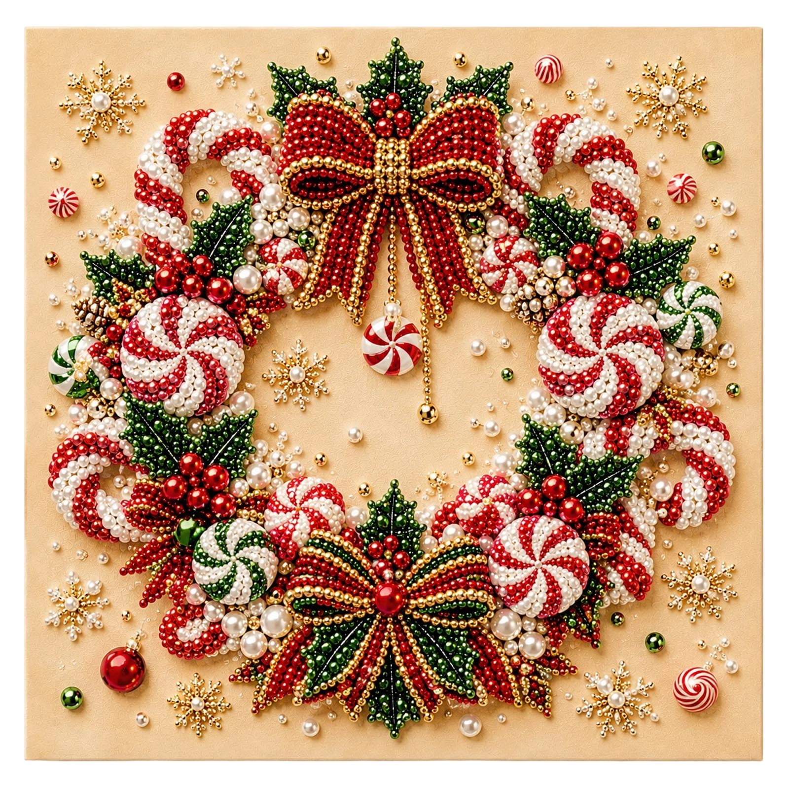 DIY Christmas Pearl Painting Kit, Pre-Framed Square Canvas, Partial ...