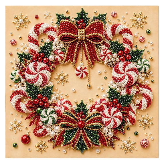 DIY Christmas Pearl Painting Kit, Pre-Framed Square Canvas, Partial ...