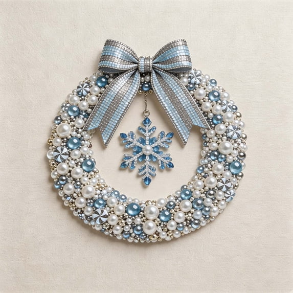 DIY Christmas Pearl Wreath Kit, Beaded Wreath Making Craft Kit for Adults, Beautiful Beaded Christmas Wreath With This Diy Pearl Wreath Kit, A Relaxing Holiday Craft For Adults And Festive Decor