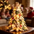 thumbnail image 1 of DIY Christmas Quilted Fabric Tree Kit Pre-lit Fabric Desktop Tree with 3D Angel Topper Lighted Poinsettia Patterns Tabletop Centerpiece for Cozy Winter Office Decor, 1 of 1