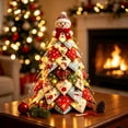 thumbnail image 1 of DIY Christmas Quilted Fabric Tree Kit Pre-lit Fabric Desktop Tree with 3D Snowman Topper Lighted Snowflake Patterns Tabletop Centerpiece for Cozy Winter Office Decor, 1 of 1