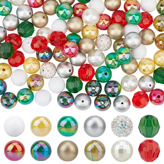 DIY Christmas Round Acrylic Polymer Clay Pave Rhinestone Beads Findings Kits Mixed Color 15-16x15-16mm Hole: 1.5-2.8mm