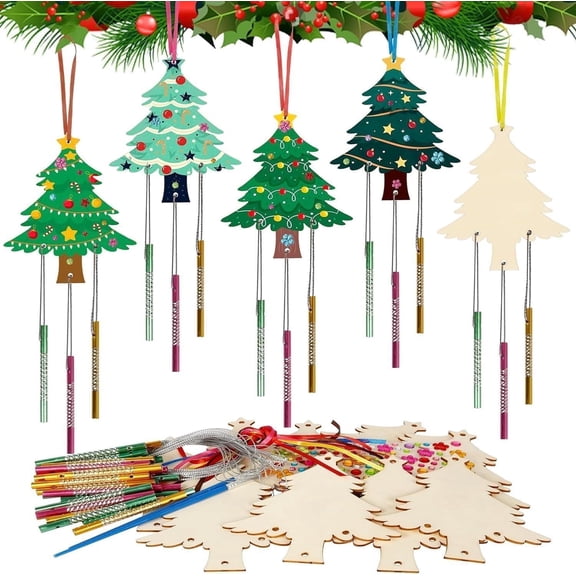DIY Christmas Suncatchers & Wind Chimes Kit, Creative Window Art Projects, Bulk Painting Craft Kits