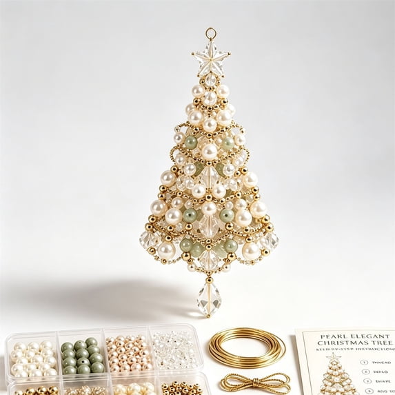 DIY Christmas Tree Beaded Ornament Kit - Festive Handmade Ornament Making Set with Complete Craft Components & Instructions - Beginner Friendly Indoor Christmas Display Decor Gift