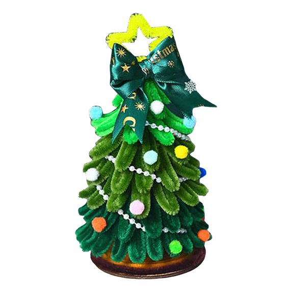 DIY Christmas Tree Decoration Kit with Lights, Chenille Craft Set for Kids and Holiday Projects