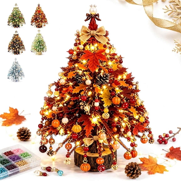 DIY Christmas Tree Kit 8 Inch, Great Holiday Gift, Mini Crystal Bead Tree Craft Set, Fall Tabletop Decor for Home Office, 1 Pack