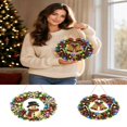 thumbnail image 1 of DIY Christmas Wreath Kit with LED Lights, Light-Up Pearl Painting Kit, Diamond Art Wreath for Adults, Beaded Christmas Wreath Ornament for Door & Wall, 7.9" × 7.9", Akmoler, 1 of 6