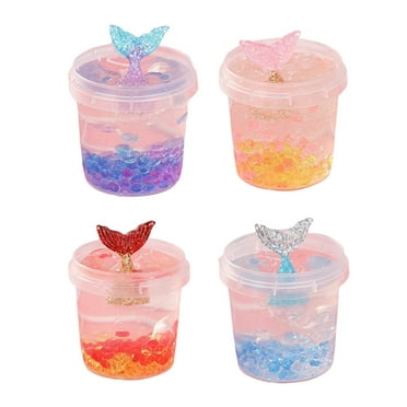 DIY Clay Toy Sequins Colorful Fish Tail Non-sticky Crystal Cloud Anti-stress Stretchy Transparent Polymer Clay Stress Relief Toys Kid Gift