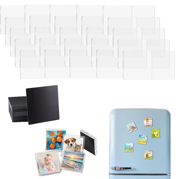 DIY Clear Acrylic Fridge Magnets with Adhesive Backing – Custom Picture Making Craft Set for Photos, Kitchen, Office & Classroom Decor