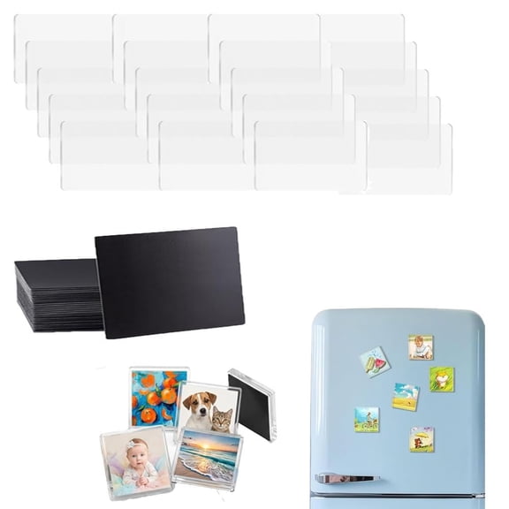 DIY Clear Acrylic Fridge Magnets with Adhesive Backing – Custom Picture Making Craft Set for Photos, Kitchen, Office & Classroom Decor