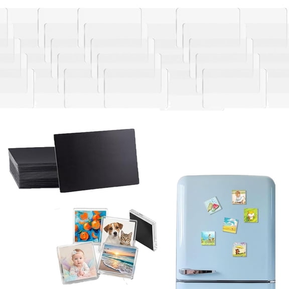 DIY Clear Acrylic Fridge Magnets with Adhesive Backing – Custom Picture Making Craft Set for Photos, Kitchen, Office & Classroom Decor