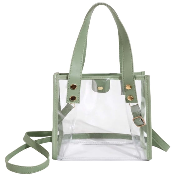 DIY Clear Tote Bag Kit 20x20x13cm - Adjustable Strap Handbag with Screw Assembly for Party and Travel Green