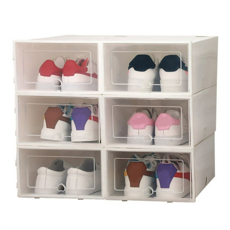 DIY Clear Plastic Shoe Boxes Stackable Folding Shoe Storage Drawer  Container Organizer For Women 