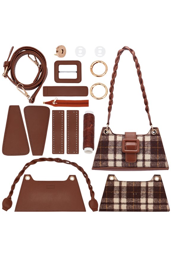 DIY Cloth Shoulder Bag Making Kits Women's Underarm Bag Handmade Sewing Sets British Plaid Style Handbag Making Materials