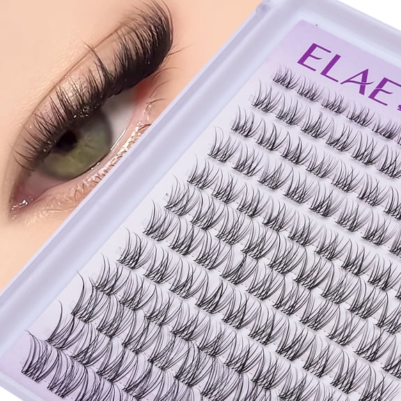 ELAE DIY Cluster Eyelashes, Wispy Fluffy Lash Extensions (120pcs, 9mm-16mm), Black