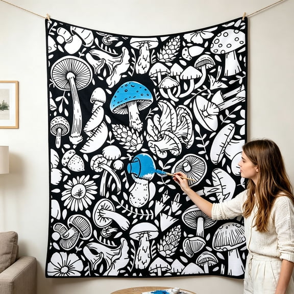 DIY Color Sketch Blanket,&nbsp;Washable Reusable Doodle Throw Mat,&nbsp;Assorted Pattern Art Canvas&nbsp;Home Decor & Activity