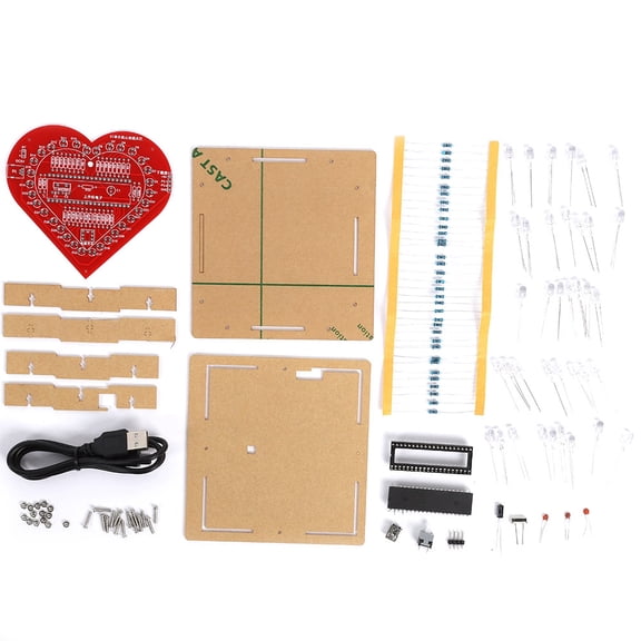 DIY Colorful MCU Module Heart-shaped Lamp Light Electronic Circuit Board Kit With Shell
