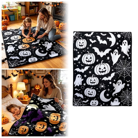 DIY Coloring Blanket 59" x 50" – Skeleton Floral Design with Markers for Adults & Teens – Washable Art Blanket for Halloween Home Decor & Gifting