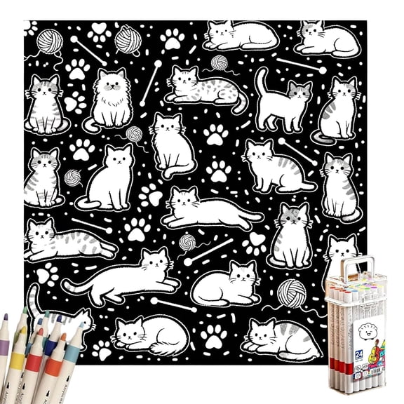 DIY Coloring Blanket for Adults with 24 Washable Markers, Personalized Soft Fuzzy Velvet Blanket for Coloring, Creative Gift for Bed, Couch, Home Decor