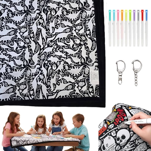 DIY Coloring Blanket for Adults with Custom Colored Pens, Creative Art Custom-Dyed Fabric Blanket, Own Fuzzy Felt Velvet Washable with Markers, 50x60 in, Personalized Soft Cozy Bedroom Decor(#H,1P)