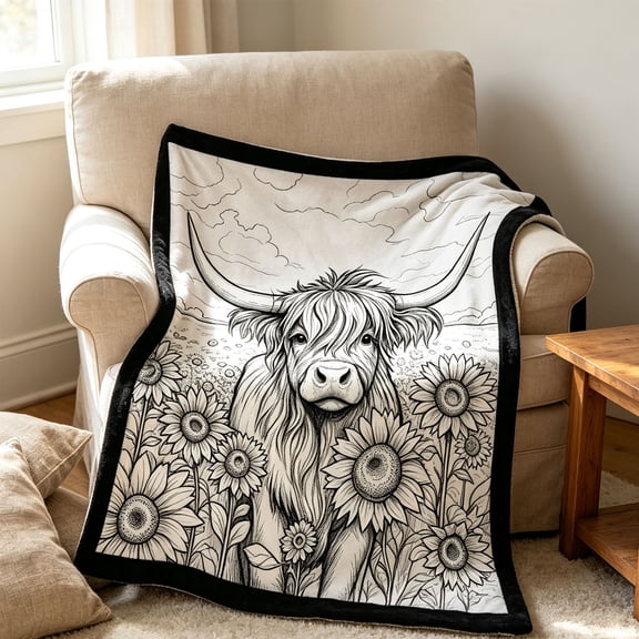 DIY Coloring Blanket with Color Markers for Adults and Kids, Cow Create Your Polyester Throw, Washable Coloring Activity, Creative Art Activity, 27.6 x 39.4 in