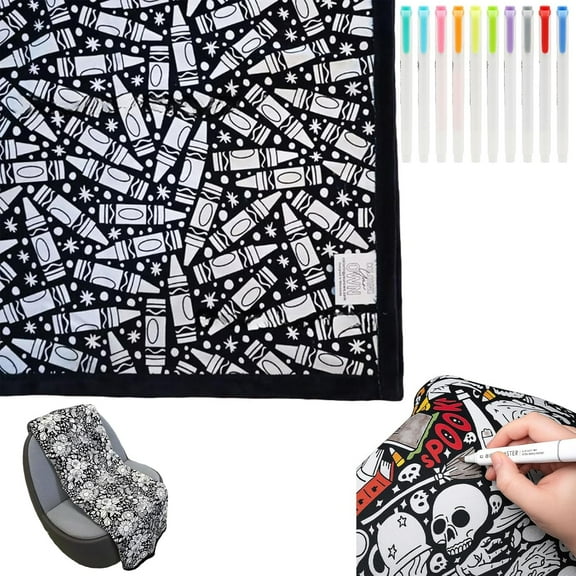 DIY Coloring Blanket with Markers, Color Your Own Blankets, Customizable Washable Diys Colorings Blanket Kits, You Can Color Fuzzy Velvet, Creative Diys Colorings Blankets for Adults