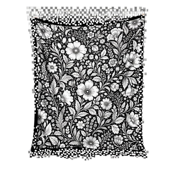 DIY Coloring Blanket, Washable Fabric Art Throw for Adults Teens, Creative Stress Relief Gift, Customizable Floral Design, Soft Polyester 50x60 Inch