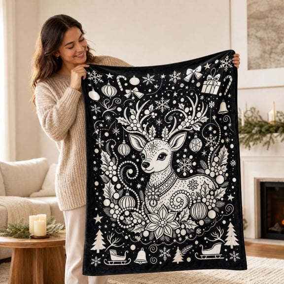 DIY Coloring Christmas Blanket, 27.5x40inch Christmas Doodle Throw Blanket, Soft Cozy Washable Color Fillable Blanket for Home Birthday Gift