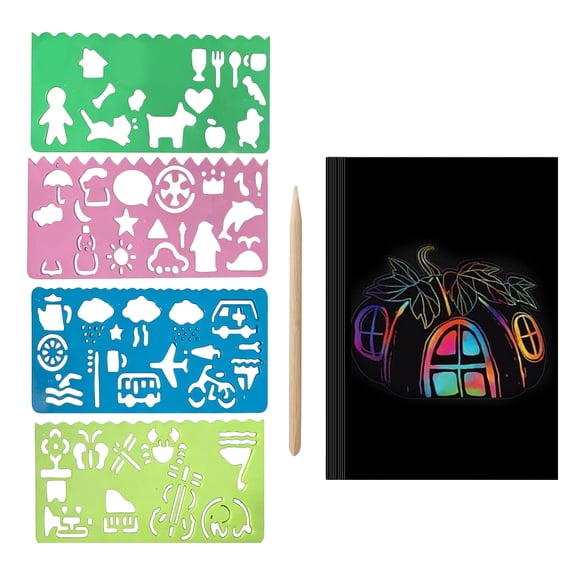 DIY Coloring Scrapbook Set, Painting Tools for Kids, Handmade Art Craft Kit with Scratch Paper & Stencils, Children’s Creative Activity