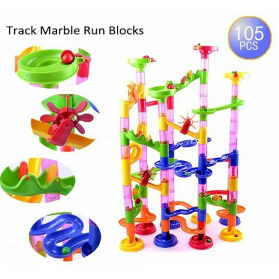DIY Construction Marble Race Run Maze Balls Track plastic house Building Blocks