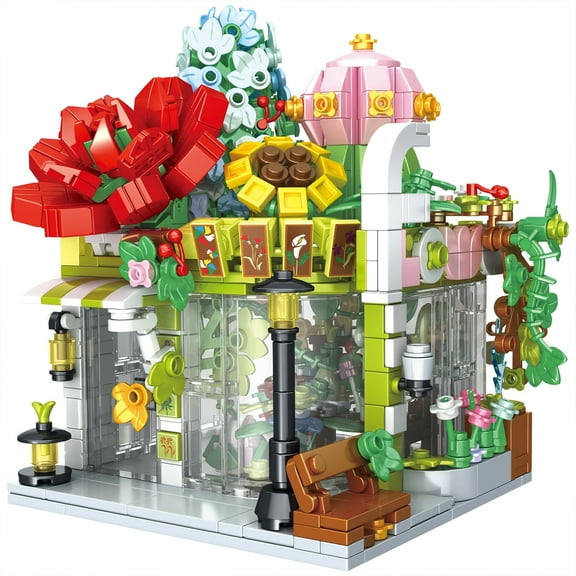 DIY Corner Flower Shop Building Kit Miniature Display with Floral Details & Soft Lighting
