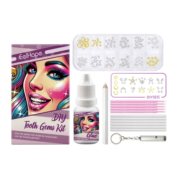 UV DIY Tooth Gem Kit 120 Gems Glue for Fashionable Sparkling Smiles