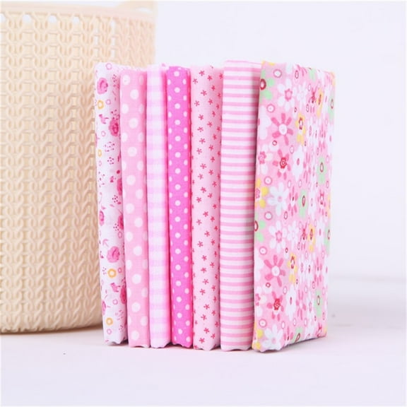 DIY Cotton Fabric Patchwork Set – Dusknt 7-Piece 25cm x 25cm Small Floral Print Cotton Squares for Quilting, Sewing & Crafting, Soft Material for Spring Handmade Projects (Style C)