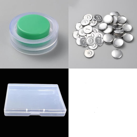 DIY Cover Button Making Kit Including 100Pcs Aluminum Blank Buttons 2 Set Plastic DIY Fabric Button Maker Medium Sea Green 27x7mm Hole: 4mm