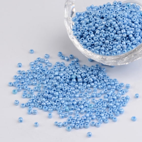 DIY Craft Beads 12/0 Opaque colors Lustered Round Glass Seed Beads Light Cyan Size: 2mm in diameter hole:1mm 3304pcs/50g