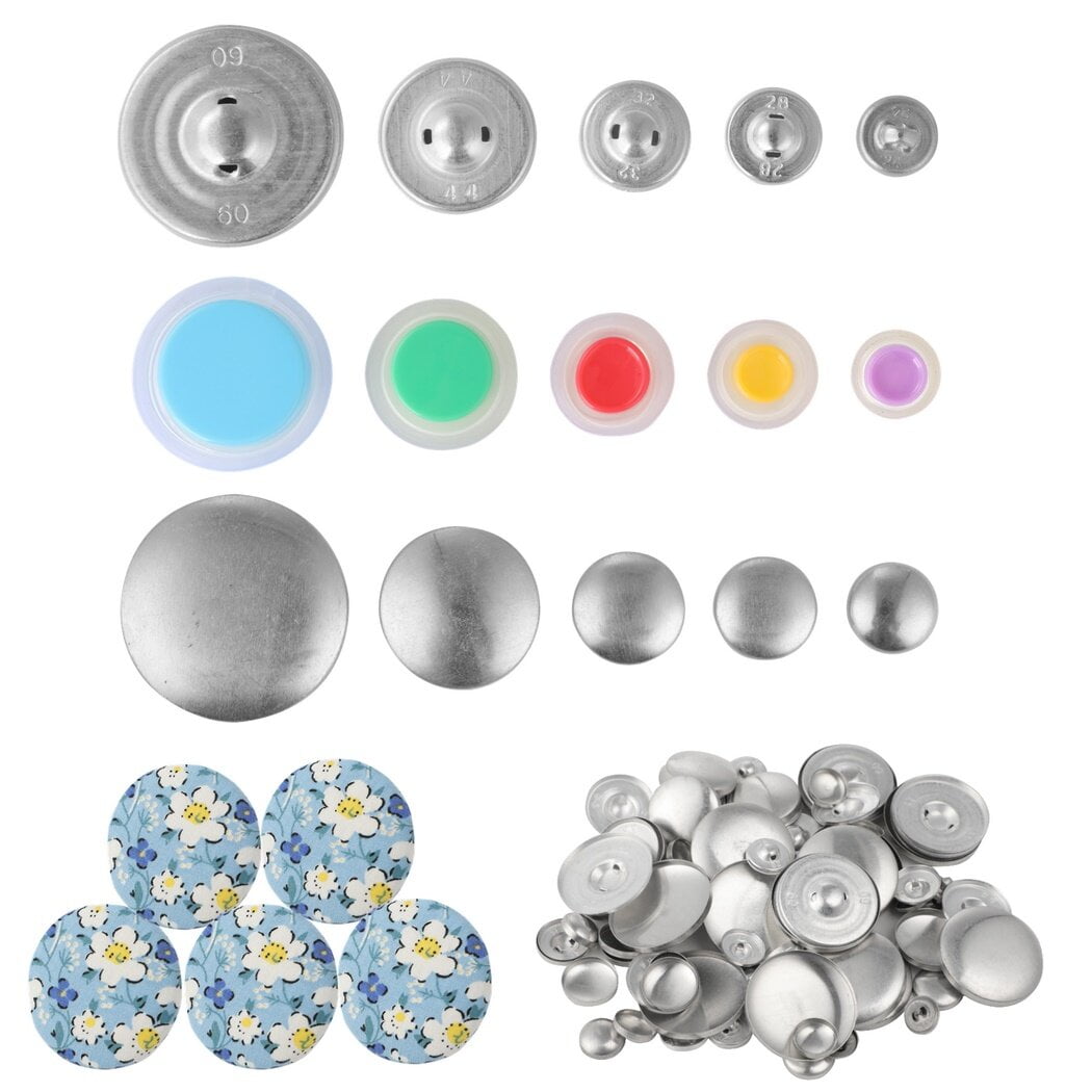 DIY Craft Button Kit with Tools, Craft Cover Button Kit, Assorted Sizes