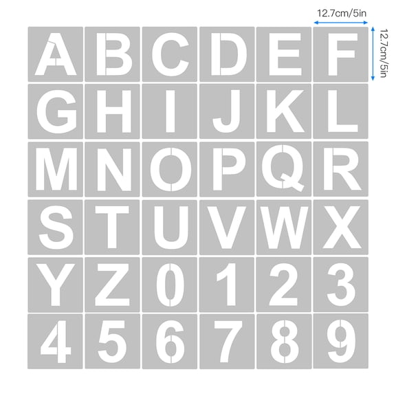 DIY Craft Decoration 62pcs 5 Inch Letter Number Stencils Reusable Washable Craft Templates PET Art Decoration for Home Sign