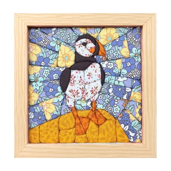 DIY Craft Kit, Wooden Framed Art – 8" x 8" Animal Theme Textile Collage Project for Home Decor & Creative Hobby