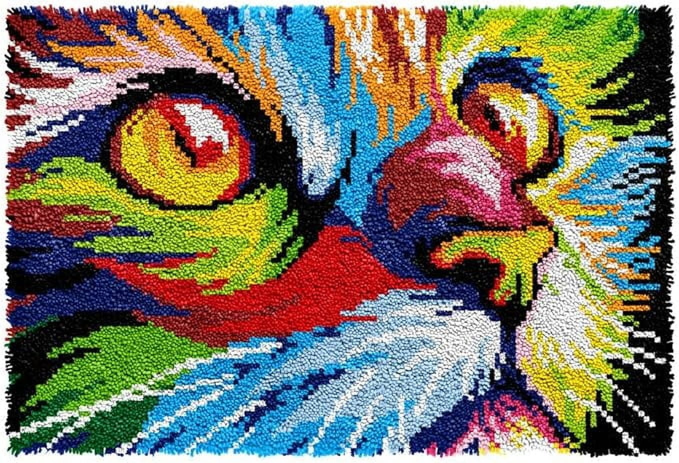 DIY Craft Latch Hook Rug Latch Hook Kits,Latch Hook Dog Rug Making Kit for Adults and Kids, Color Cat Lactch Hook Rug Making Needlework Kits for Beginners 50×38cm/20*15in