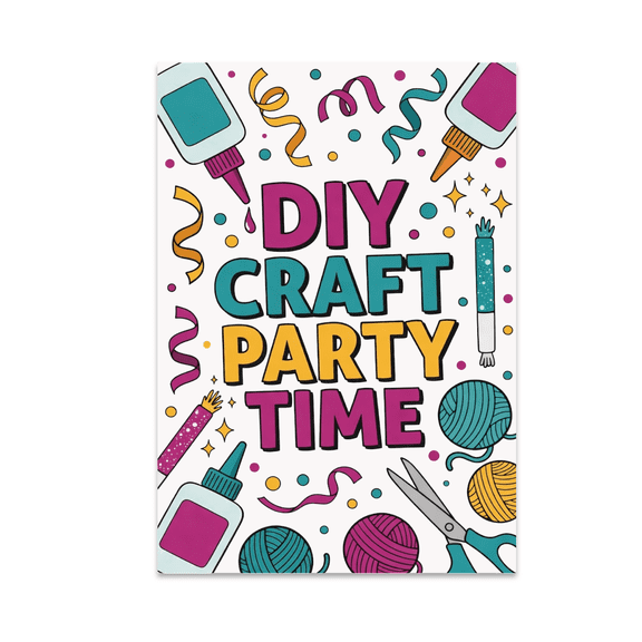 DIY Craft Party Time Poster Art - Craft Party Enthusiast - 13x19 Poster Print