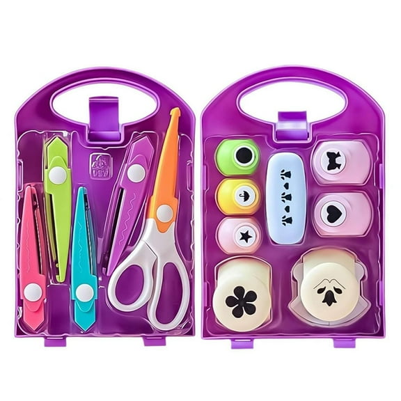 DIY Craft Punch Set for Kids Art Projects with Shape Cutters Including Leaf Star Heart and Flower Designs