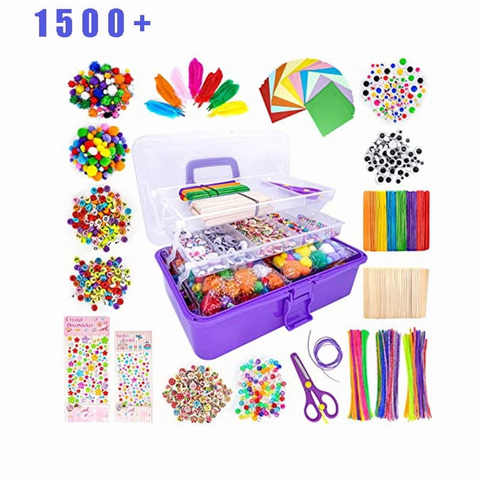 DIY Craft Tool Box Set for Kids Art Supplies Case with Handle Creative Building and Painting Kit Educational Toy Gift for Boys Girls Age 5-8 Birthday Party Favor Activity Set