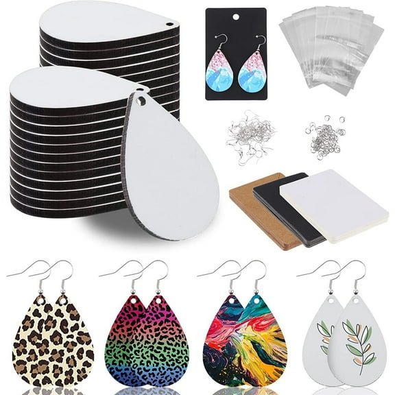 DIY Craft Unfinished Sublimation Earring Blank Teardrop Dangle Fun Handmade 90PC