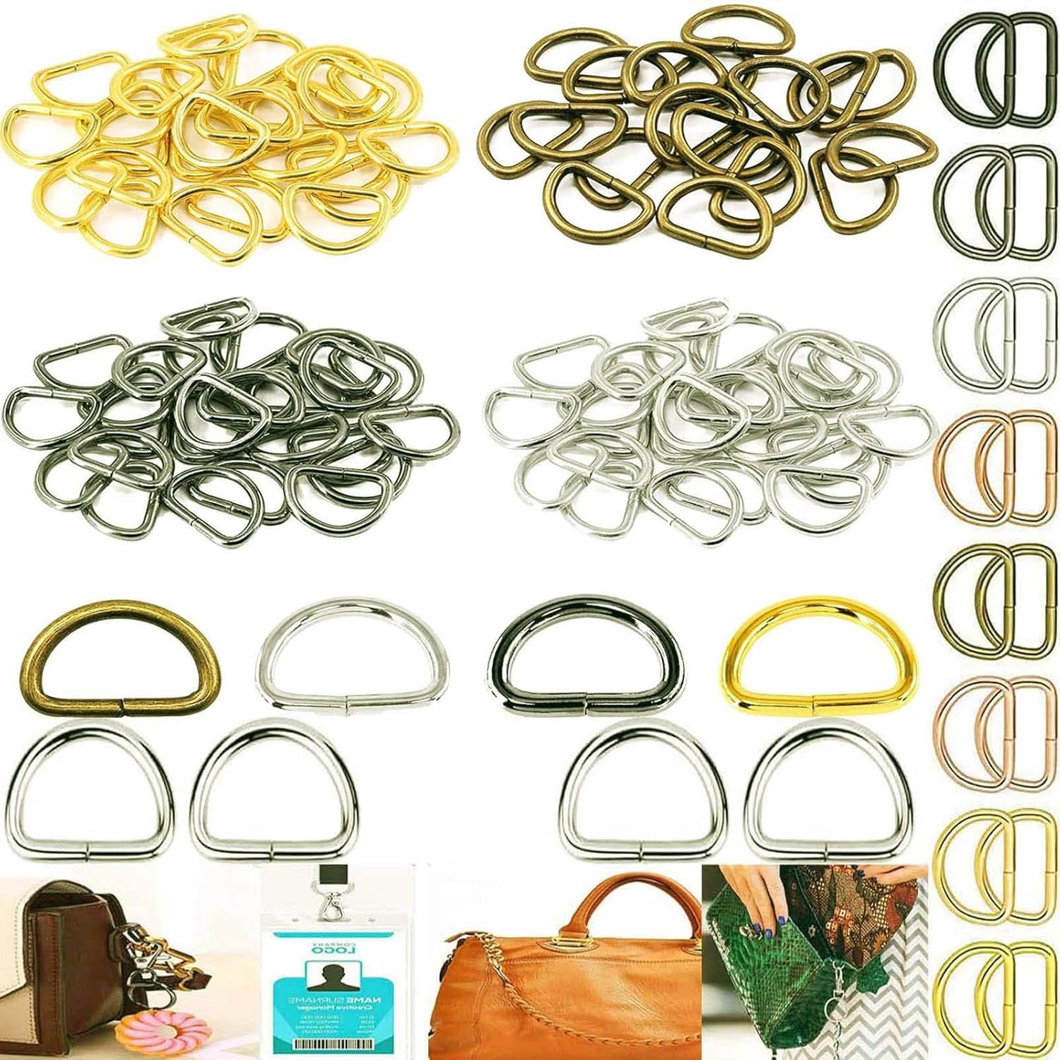 DIY Crafts 2 Pcs D Rings KC Gold Swivel Snap Hooks and D Rings Metal ...