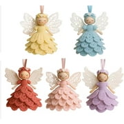 DIY Crochet Angel Ornament Kit, Handmade Yarn Craft Set for Beginners, Christmas Tree Decoration, Crochet Doll Hanging Ornament, Holiday Gift for Adults (Pink)