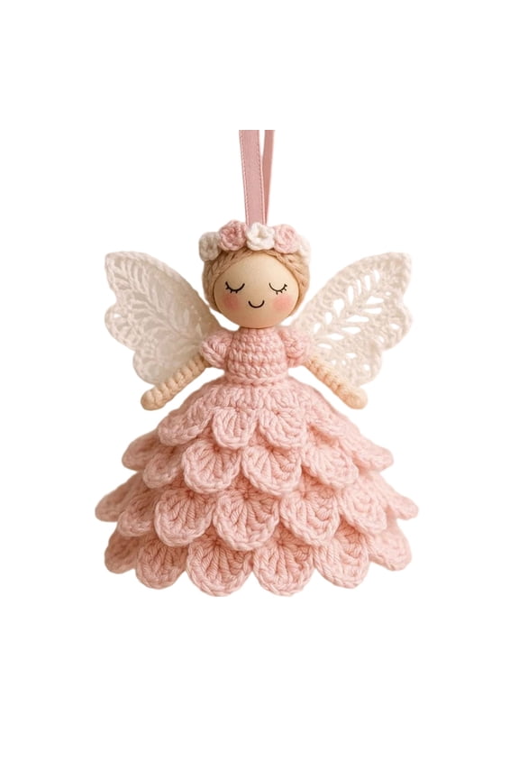 DIY Crochet Christmas Angel Ornament Kit, Handmade Yarn Crafts Set for Beginners, Crochet Christmas Tree Kit with Embellishments, Holiday Crochet Kit Craft Gift